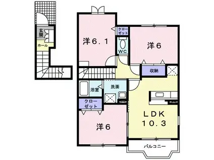 アスターラビスタII(3LDK/2階)の間取り写真