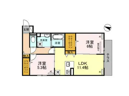 FORBITO MOZU(2LDK/1階)の間取り写真