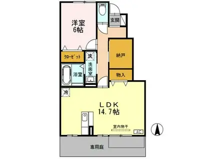 グリーンノエル A棟(1LDK/1階)の間取り写真