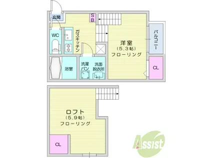 SETA BRILLANTE(1K/1階)の間取り写真