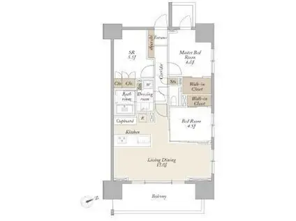 ライトテラス新宿御苑(2SLDK/3階)の間取り写真