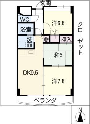 アクシスヨーロッパ壱番館(3DK/5階)の間取り写真
