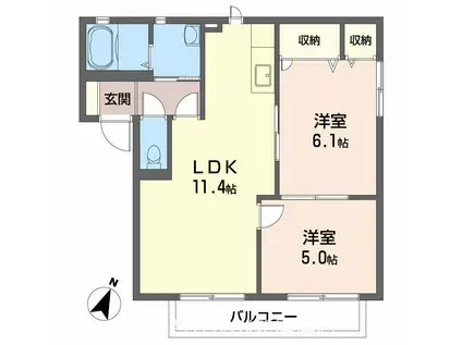 シャーメゾン鈴木(2LDK/1階)の間取り写真