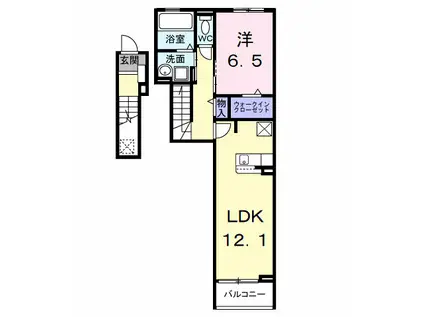 ラフィネ M(1LDK/2階)の間取り写真