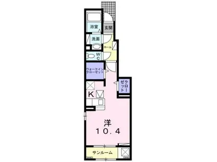 サン・ビレッジ・ハッタII(1K/1階)の間取り写真