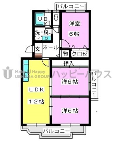レジデンス渡邊II(3LDK/3階)の間取り写真
