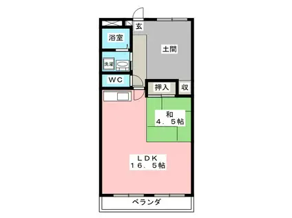 ロイヤル福光(1LDK/3階)の間取り写真