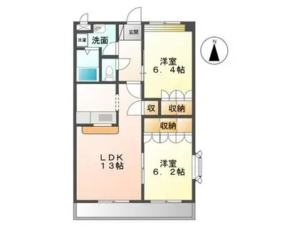 ラティールII(2LDK/2階)の間取り写真