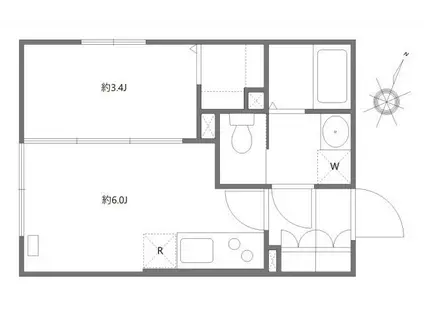 エルファーロ笹塚II(1K/1階)の間取り写真