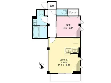 ラグージュ武蔵野(1LDK/2階)の間取り写真