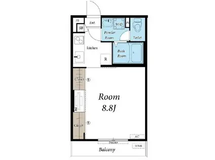 リブリ・ヴィレッジ(1K/1階)の間取り写真