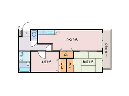 メールハイツ滝尾(2LDK/3階)の間取り写真