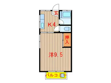 山和マンション(1K/1階)の間取り写真