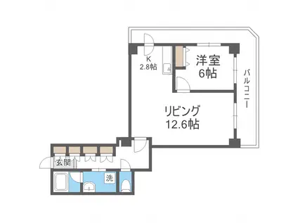 PRIME URBAN札幌 RIVER FRONT(1LDK/4階)の間取り写真