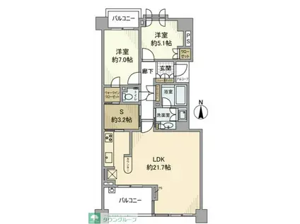 ライオンズスクエア用賀(2SLDK/10階)の間取り写真