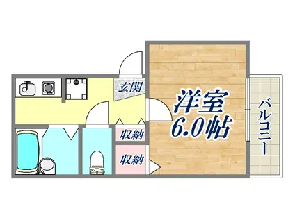 エスポワール宝塚(1K/2階)の間取り写真