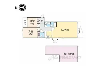 グランパティオ山之手(2LDK/1階)の間取り写真