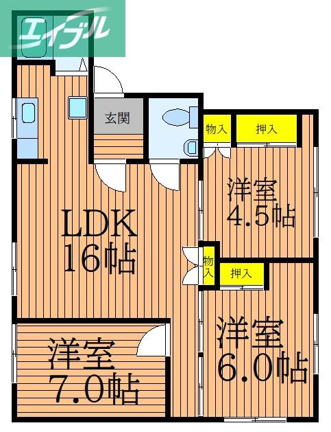 小山ビル(4K/3階)の間取り写真