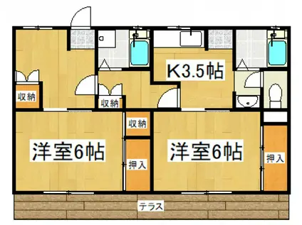 アパートメントひまわり(2K/1階)の間取り写真