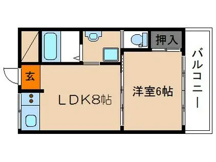 ヴィラ白川山手(1LDK/1階)の間取り写真