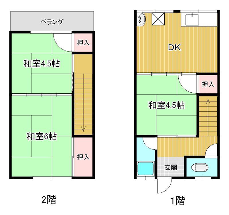 岡森アパート(3DK/1階)の間取り写真