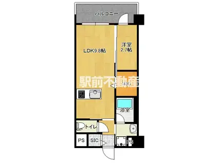 QUINTET MINAMI FUKUO(1LDK/3階)の間取り写真