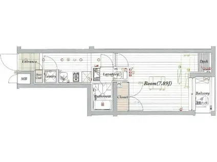 ビバリーホームズ練馬桜台(1K/4階)の間取り写真