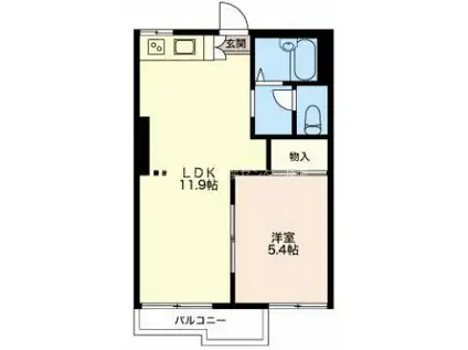 フローラ片浜(1LDK/2階)の間取り写真