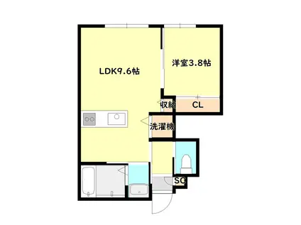 アチーブかやま(1LDK/1階)の間取り写真