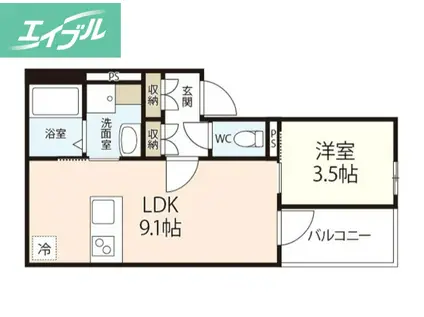 REGALE 神田町(1LDK/3階)の間取り写真