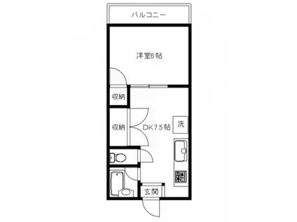 ホソノカーサ2(1DK/2階)の間取り写真