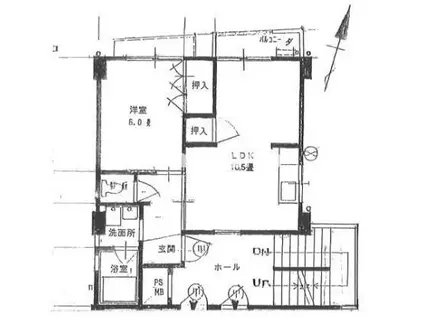 TMハイツ深江(1LDK/4階)の間取り写真