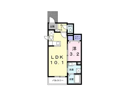 リジエール(1LDK/1階)の間取り写真