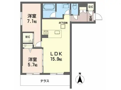 プラート キアリノ(2LDK/1階)の間取り写真
