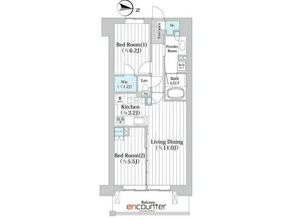 アビティグランデ砧 C棟(2LDK/4階)の間取り写真