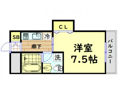 LA・HAL(1K/7階)の間取り写真