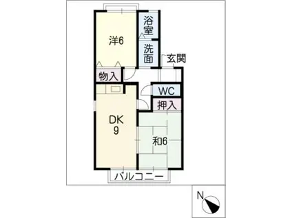 エスポワール(2DK/1階)の間取り写真