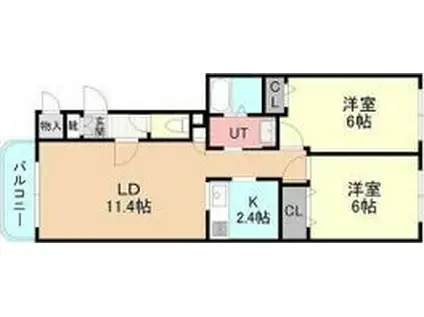 エクセレント1・8(2LDK/3階)の間取り写真