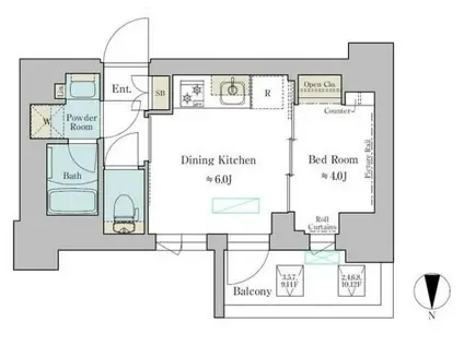 BRILLIA IST 武蔵小杉(1DK/10階)の間取り写真