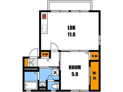 パストラル E(1LDK/1階)の間取り写真