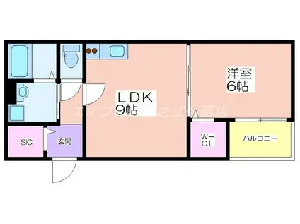 プロスパーコート住吉大社II(1LDK/3階)の間取り写真