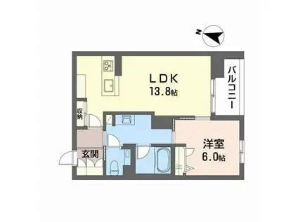 PROMENADE上杉(1LDK/1階)の間取り写真