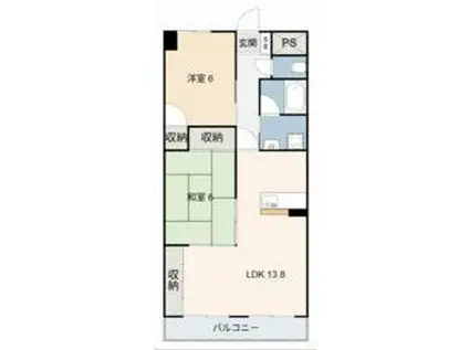 SOLE善明(2LDK/6階)の間取り写真