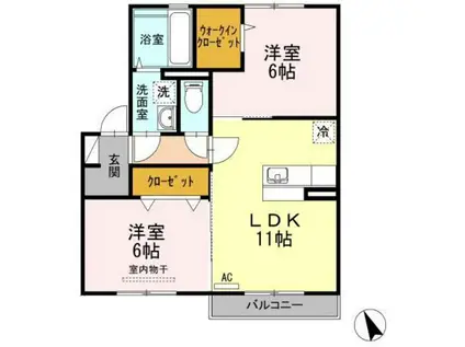 カサ グランデ(2LDK/2階)の間取り写真