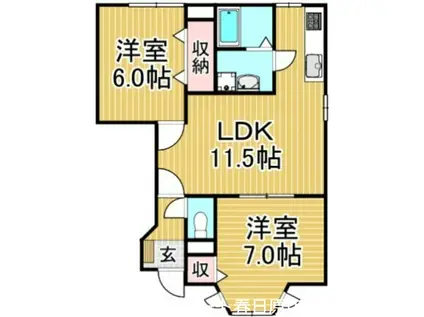 I・S浦ノ原(2LDK/1階)の間取り写真