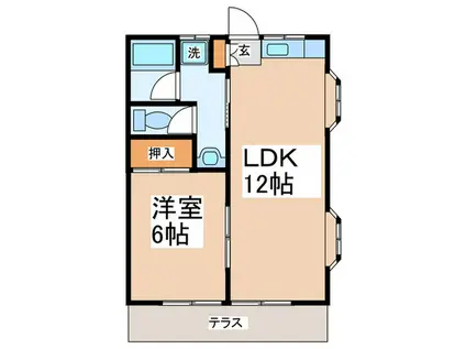 エバーハイム(1LDK/1階)の間取り写真