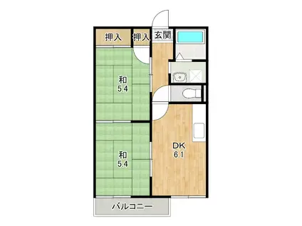 アバニティ貴生川(2DK/2階)の間取り写真