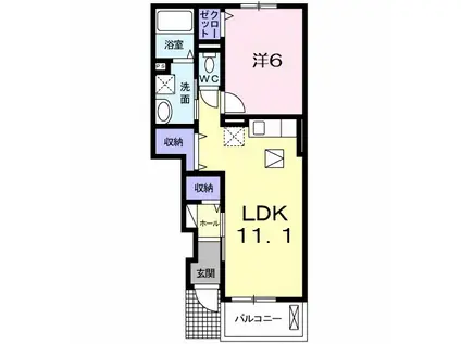 メゾン・ド・カルムⅡ(1LDK/1階)の間取り写真