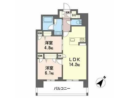 リビエラ グラン 新梅田(2LDK/5階)の間取り写真