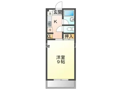 パレスハートD(1K/2階)の間取り写真